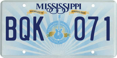 MS license plate BQK071