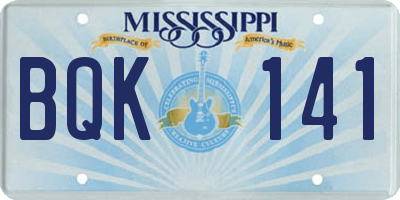 MS license plate BQK141