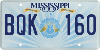 MS license plate BQK160
