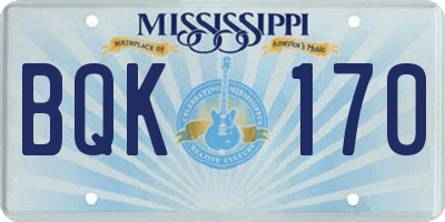MS license plate BQK170