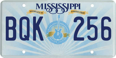 MS license plate BQK256