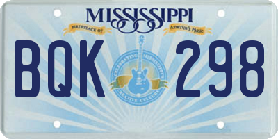 MS license plate BQK298
