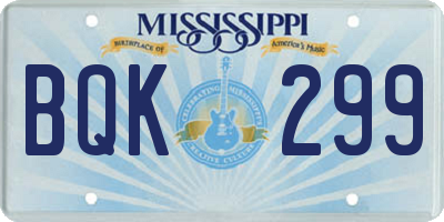 MS license plate BQK299
