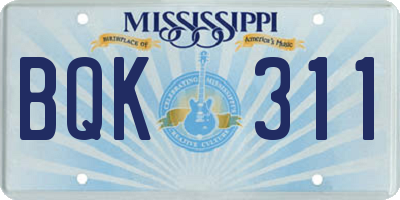 MS license plate BQK311