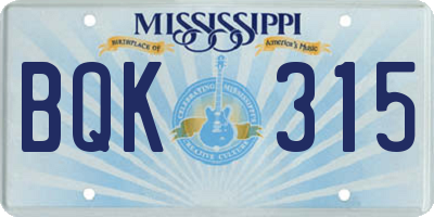 MS license plate BQK315