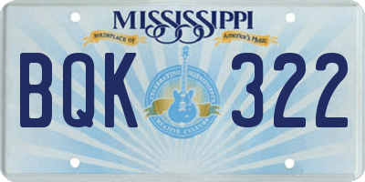 MS license plate BQK322