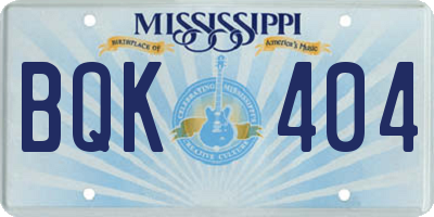 MS license plate BQK404