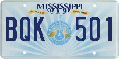 MS license plate BQK501