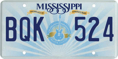 MS license plate BQK524
