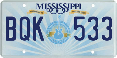 MS license plate BQK533