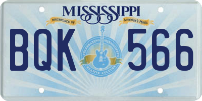 MS license plate BQK566