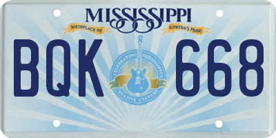 MS license plate BQK668