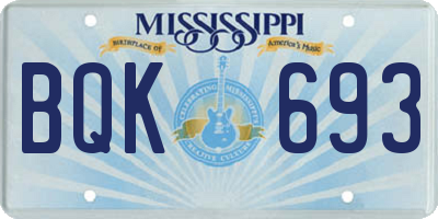 MS license plate BQK693