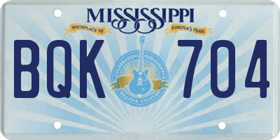 MS license plate BQK704