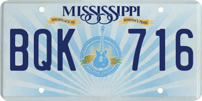MS license plate BQK716