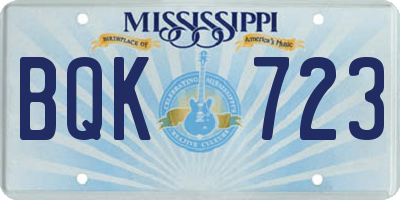 MS license plate BQK723