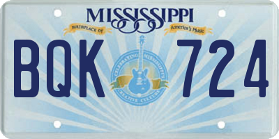 MS license plate BQK724