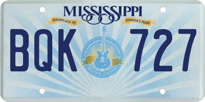 MS license plate BQK727