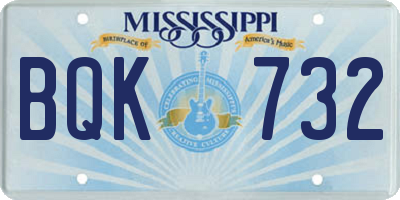 MS license plate BQK732