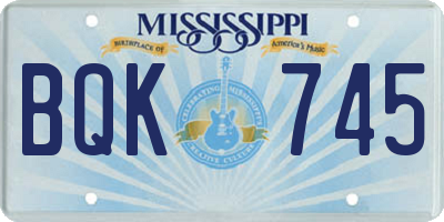 MS license plate BQK745