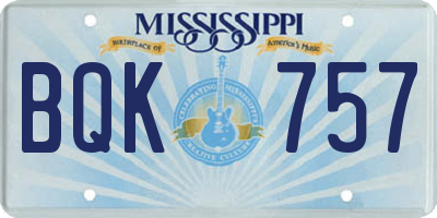 MS license plate BQK757
