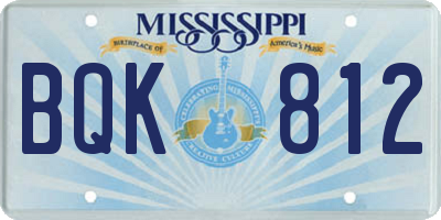 MS license plate BQK812