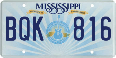 MS license plate BQK816