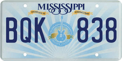 MS license plate BQK838