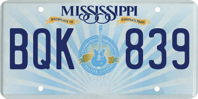 MS license plate BQK839