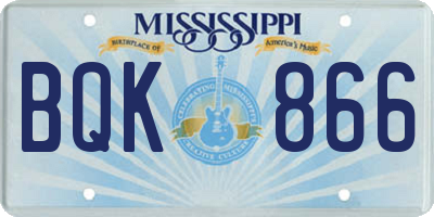 MS license plate BQK866