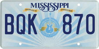 MS license plate BQK870