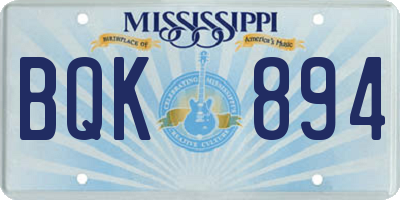 MS license plate BQK894