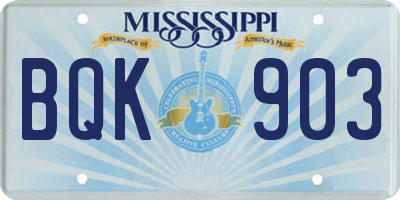 MS license plate BQK903