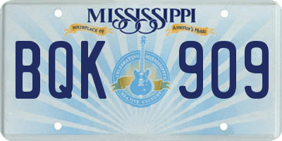 MS license plate BQK909