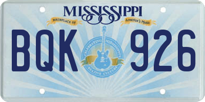 MS license plate BQK926