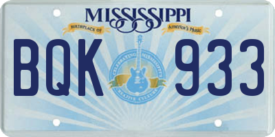 MS license plate BQK933