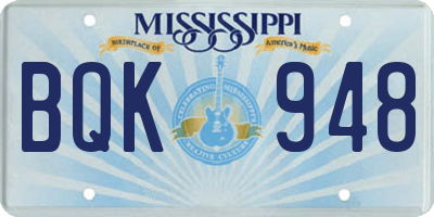 MS license plate BQK948