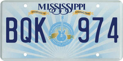 MS license plate BQK974