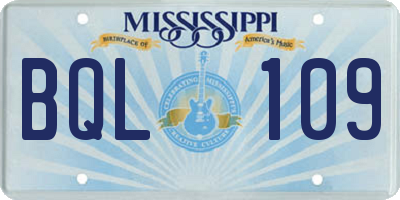 MS license plate BQL109