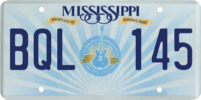 MS license plate BQL145
