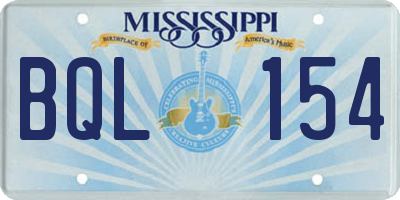 MS license plate BQL154