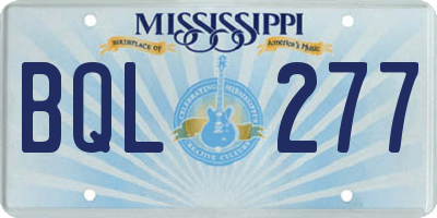 MS license plate BQL277