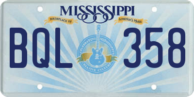 MS license plate BQL358