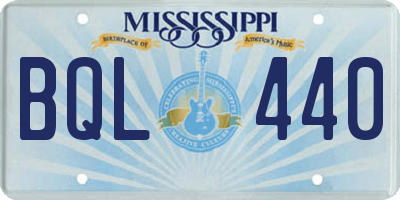 MS license plate BQL440