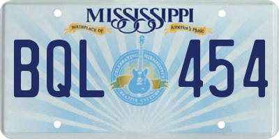 MS license plate BQL454