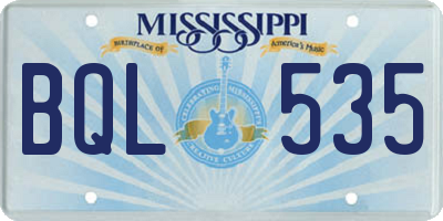 MS license plate BQL535