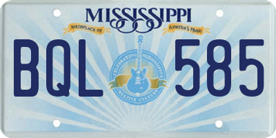 MS license plate BQL585