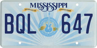 MS license plate BQL647