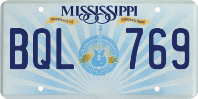 MS license plate BQL769