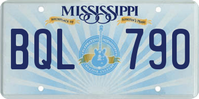 MS license plate BQL790